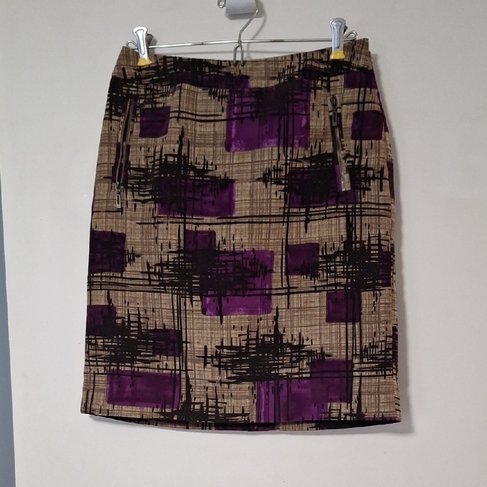 Merona Purple and Tan Pencil Skirt